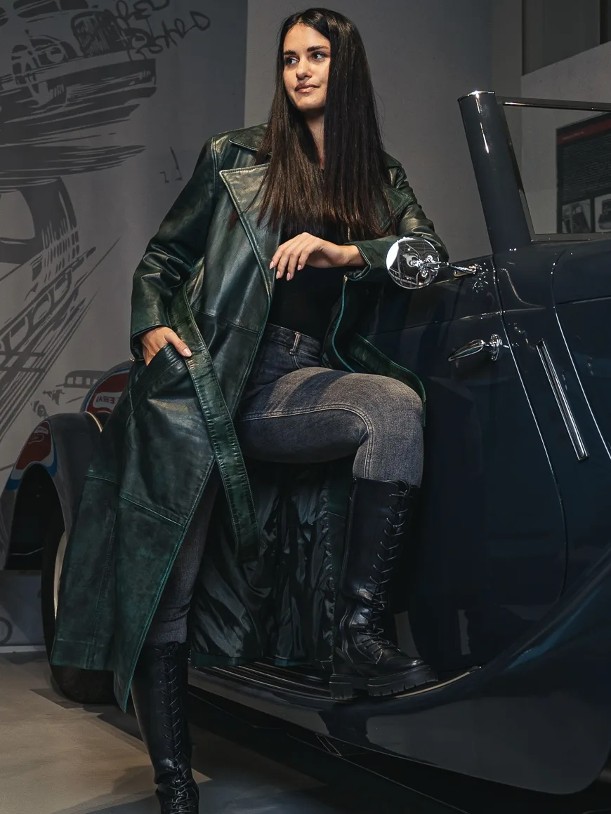 Angelica Emerald Green – Leather Coat