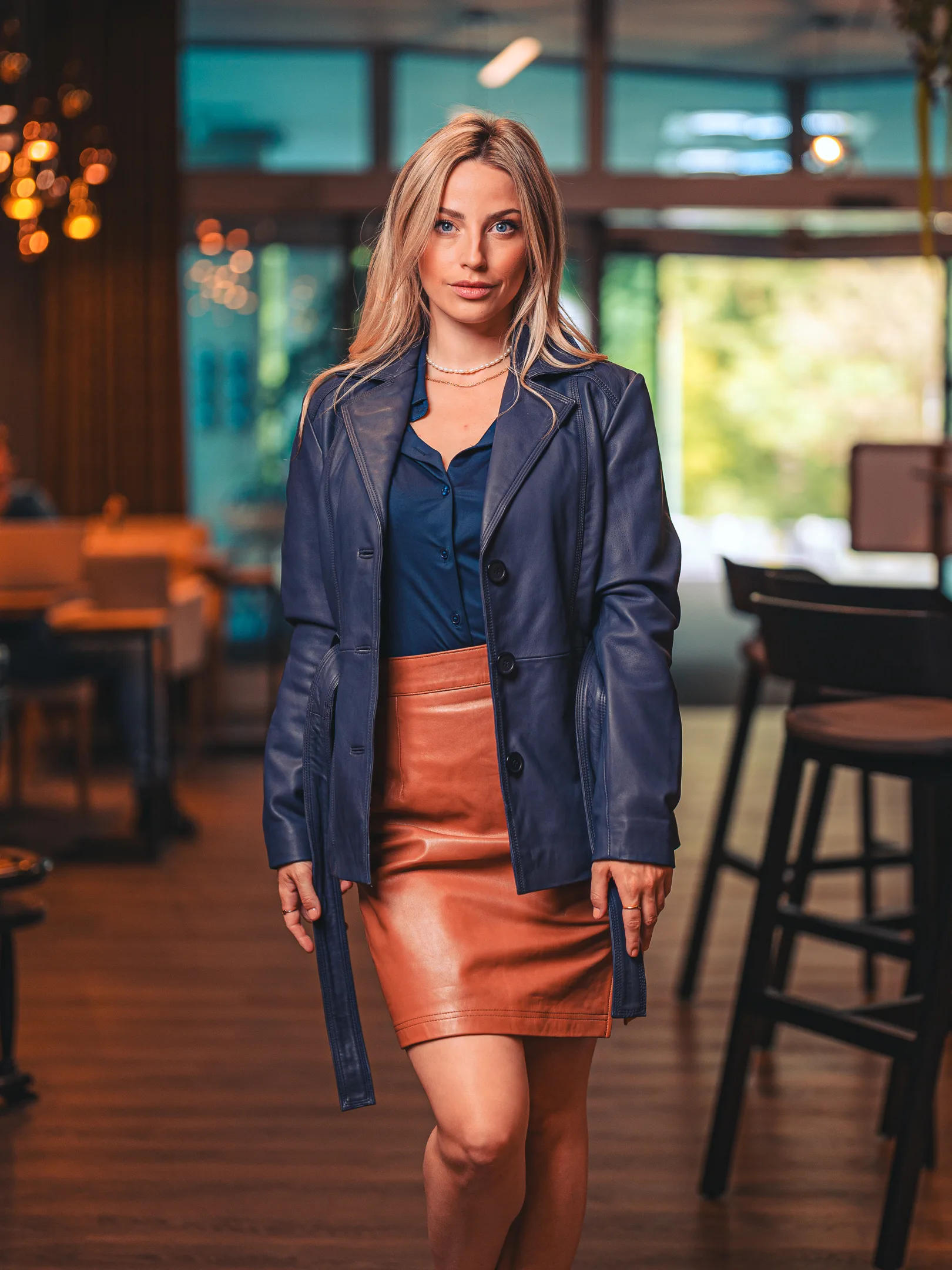 Daphne Cognac – Leather Skirt