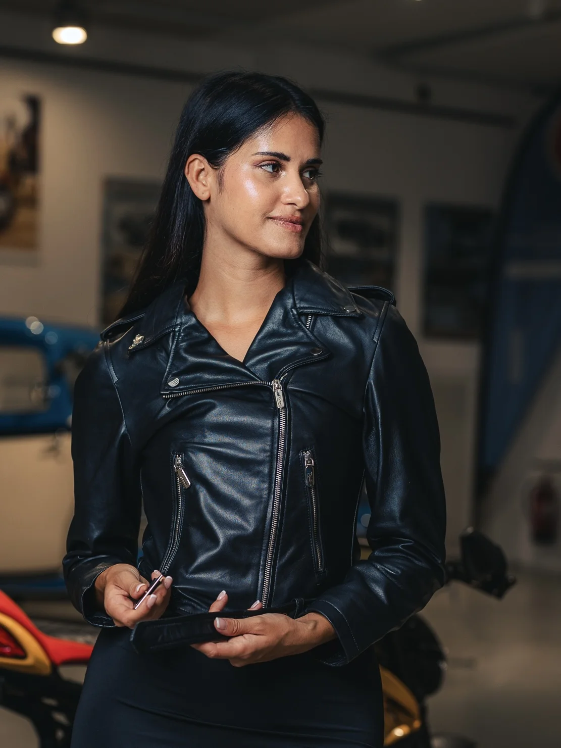 Amy Black – Leather Biker Jacket