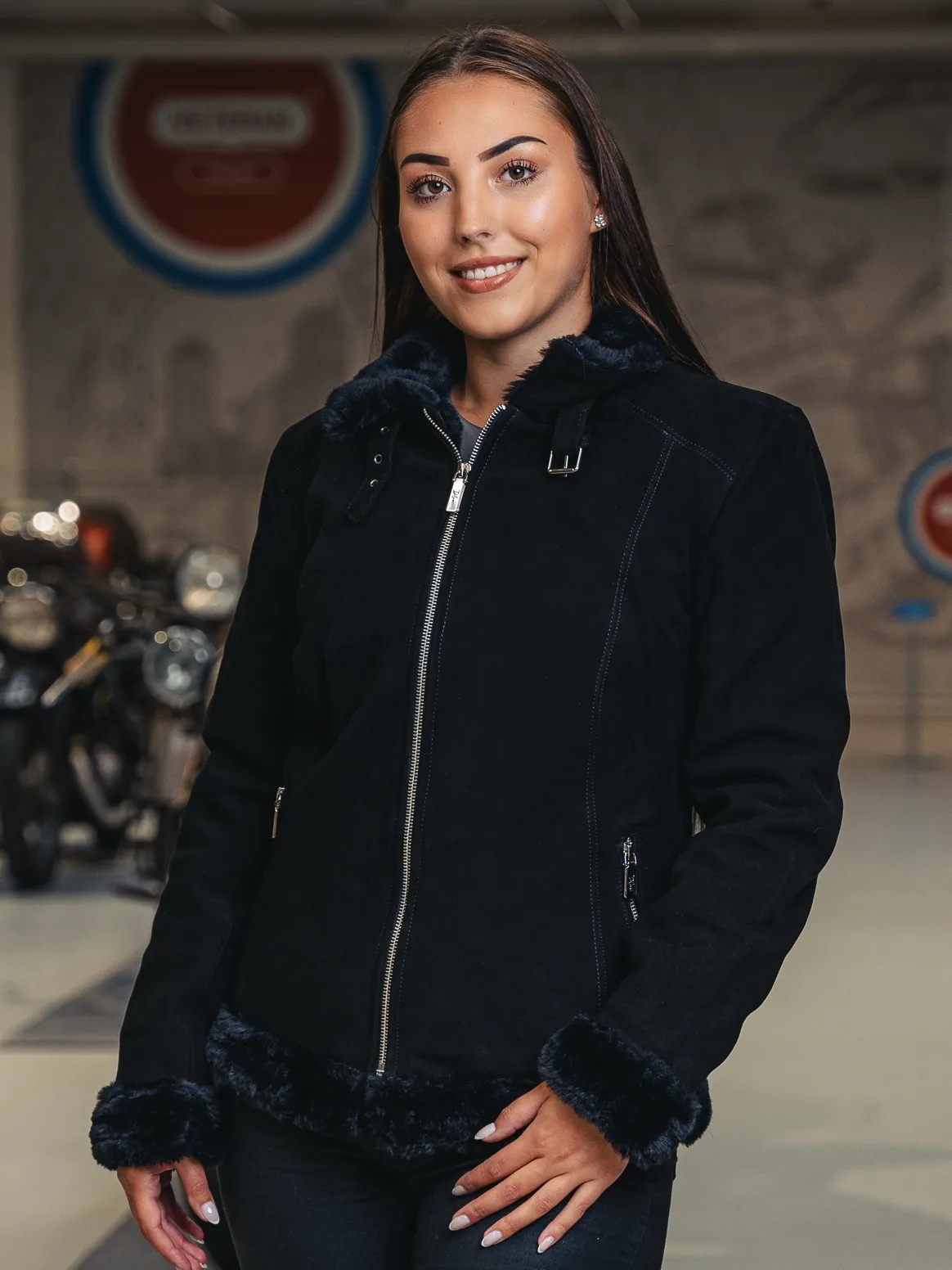 Elza Fur Black – Leather Suede Jacket