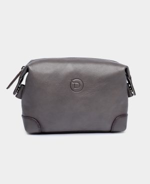 Wallstreet Etue Grey - Leather toiletry bag
