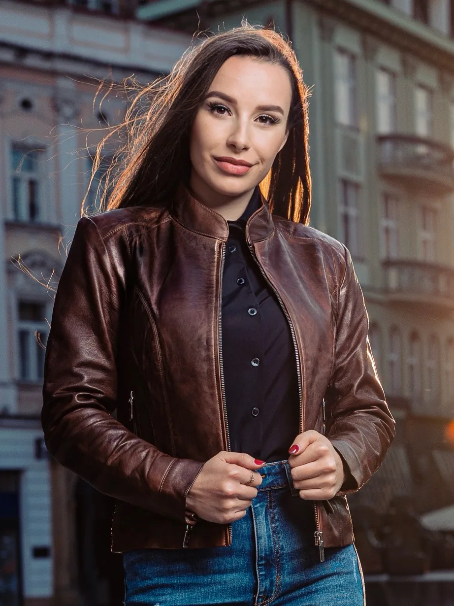 Becca Short Brown – Women’s Leather Jacket