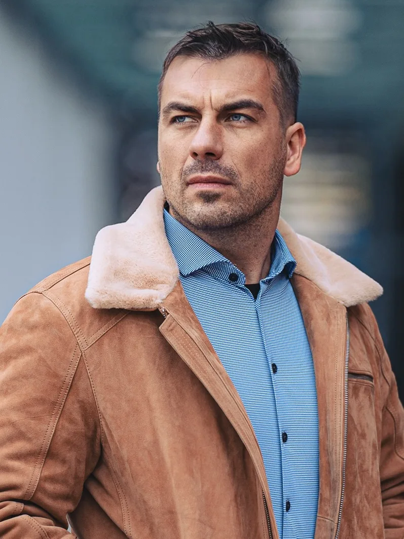 Delon Fur Camel – Men’s Suede Jacket