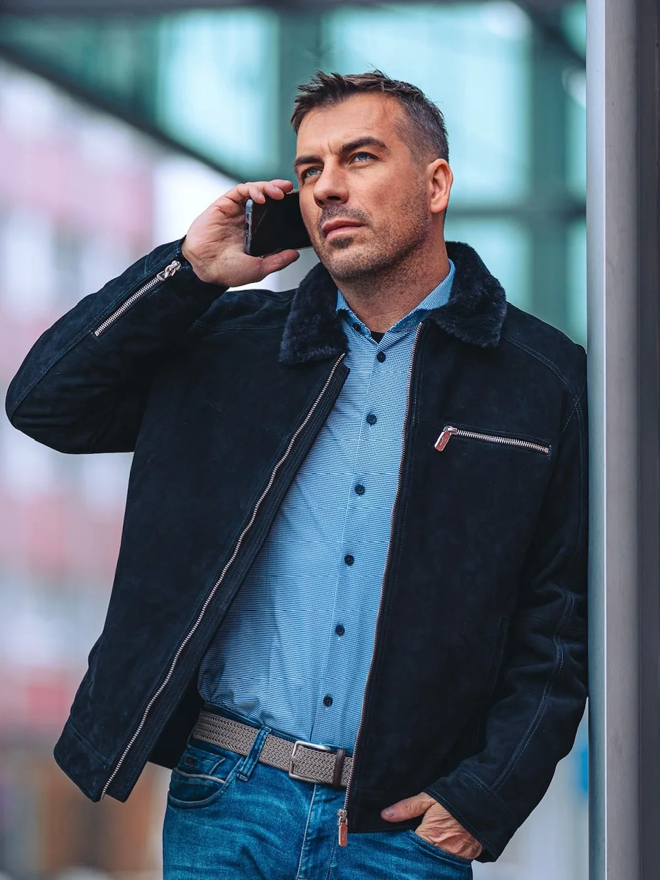 Delon Fur Black – Men’s Suede Jacket