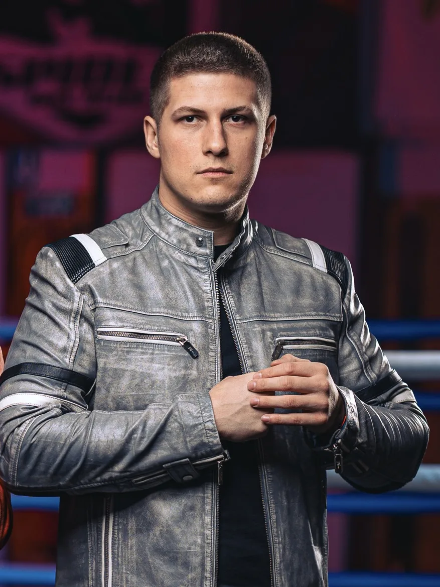 Hamilton Supersport Grey Rubber – Men’s sport leather jacket